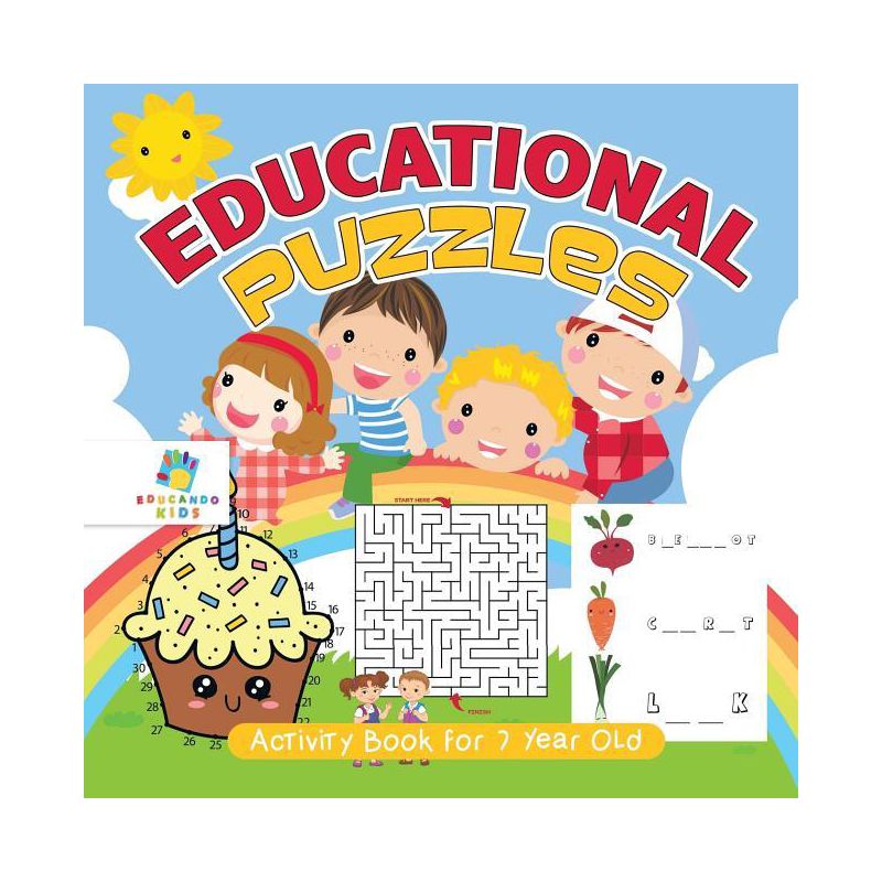 Educational Puzzles Activity Book for 7 Year Old - by  Educando Kids (Paperback), 1 of 2