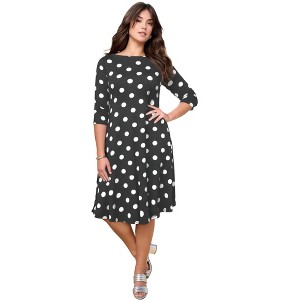 Roaman's Petite Plus Size 3/4 Sleeve Boatneck Swing Dress - 1 of 4