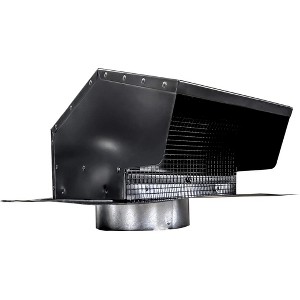 Builder's Best Galvanized Steel Roof Vent Cap, Damper & Removable Screen, 6" Diameter Collar, Powder Coated Finish & Pre-Drilled Holes for Mounting - 1 of 3