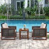 Tangkula 3PCS Rattan Wicker Patio Conversation Set Outdoor Furniture Set w/ Cushion - 3 of 4