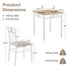 VECELO 3-Piece Dining Room Wooden Kitchen Table and Pu Cushion Chair Sets for Small Space, Retro Brown - 2 of 4