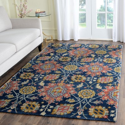 Roslyn Navy and Multi Hand-Tufted Wool 5' x 8' Area Rug