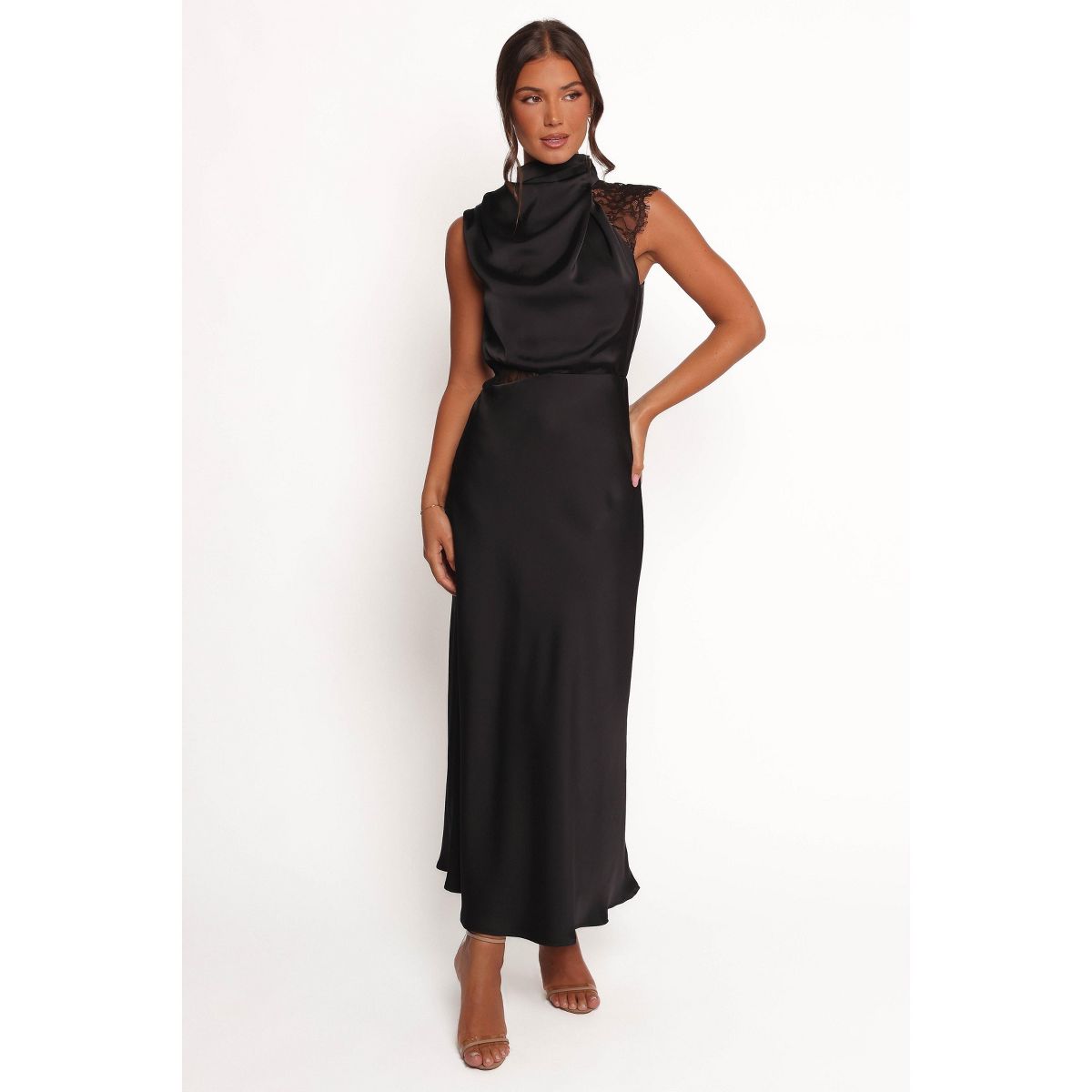 Petal and Pup Anabelle Halter Neck Lace Maxi Dress