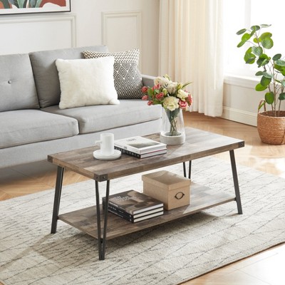 Probe Hues Modern Storage Coffee Table with Metal Frame & Versatile Shelf