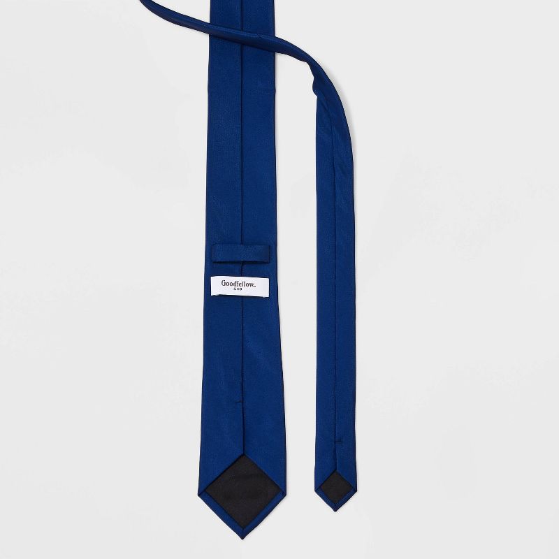 Men&#39;s Solid Satin Neck Tie - Goodfellow &#38; Co&#8482; Navy Blue One Size, 3 of 5