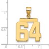 Black Bow Jewelry 14k Yellow Gold, Athletic Collection Medium Polished Number 64 Pendant - 2 of 3