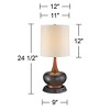 360 Lighting Andi Modern Mid Century Table Lamp 24 1/2" High Hammered Brown Red with Dimmable USB Workstation Base Off White Shade for Bedroom Desk - 4 of 4