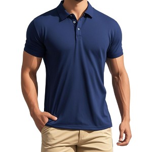 INSPIRE CHIC Men's Short Sleeve Lightweight Regular Fit Casual Business Work Solid Polo Shirts - 1 of 4