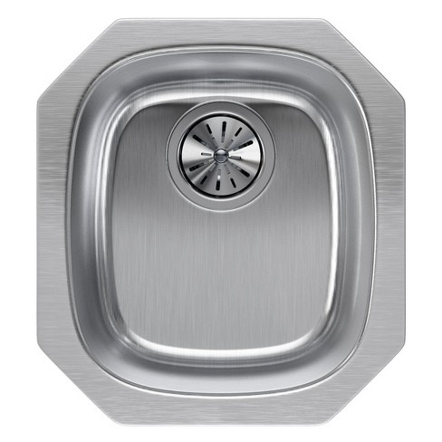 Elkay Eluh1113 Lustertone 14 1 4 Single Basin 18 Gauge Stainless Steel Kitchen Sink For Undermount Installations