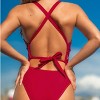Women's Plunging Neck Front Cutout One Piece Swimsuit - Cupshe - 3 of 4