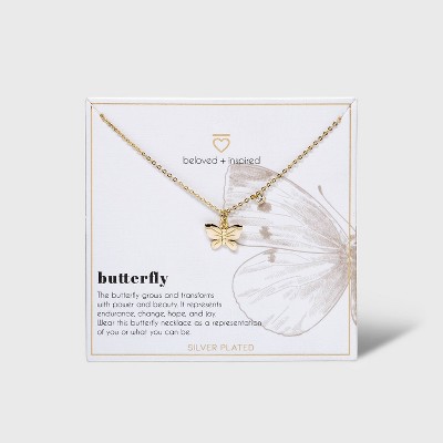 Beloved + Inspired Gold Dipped Silver Plated Butterfly Chain Necklace