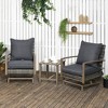 Outsunny 3-Piece Patio Bistro Set, PE Rattan Wicker Outdoor Furniture with Soft Cushions, 2 Rocking Chairs, Slatted Coffee Table - image 3 of 4