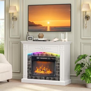 VINGLI 43'' Fireplace TV Stand for up to 55 inch TVs, Electric Fireplace with Mantel, Modern Entertainment Center with Adjustable LED Lights Strips - 1 of 4