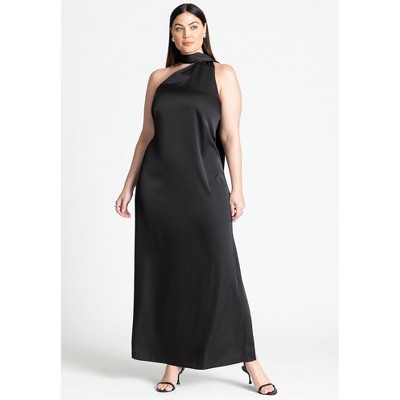 ELOQUII Women's Plus Size Scarf Neck Maxi Dress