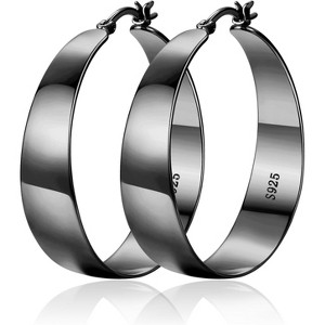 10mm Wide 925 Sterling Silver Hoops Earrings,14K Real Gold Plated Hoop Hypoallergenic Lightweight - 1 of 4