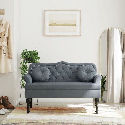 vidaXL Bench with Cushions Dark Gray 47.4 in.x25.6 in.x29.5 in. Velvet