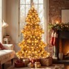 Tangkula 6 FT Pre-Lit Artificial Christmas Tree Hinged Chocolate-Color Xmas Tree w/ 493 Pine Needles & PVC Tips - 2 of 4