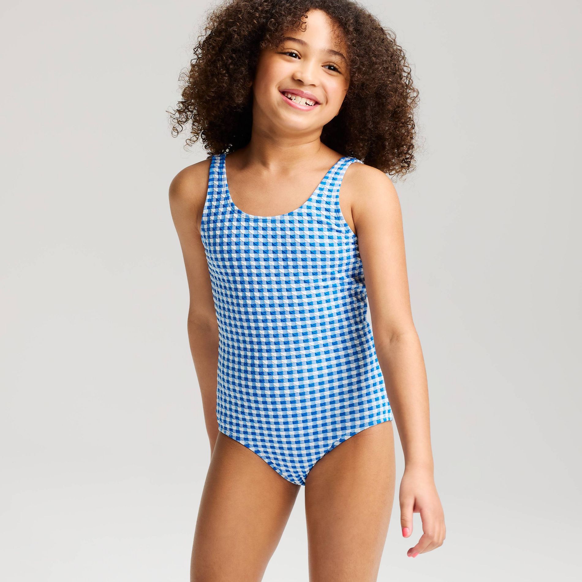 Girls' Gingham Bow Back One Piece Swimsuit - Cat & Jack™ Blue