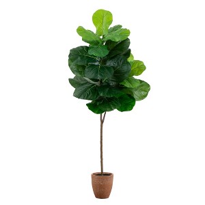 Nearly Natural 6-ft Artificial Giant Leaf Fiddle Leaf Fig Tree in Decorative Planter with Real Touch Leaves - 1 of 4