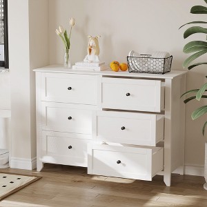 6 Drawers Dresser for Bedroom, Modern Dresser with Deep Drawers and Nickel Round Handle, Wooden Bedroom Drawer Dresser,for Bedroom,Living Room - 1 of 4