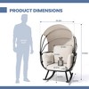 Pellebant Rocking Egg Chair Durable Iron Outdoor & Indoor Lounge Chair with Canopy Cushions 350 lbs Capacity - 3 of 4
