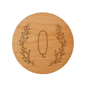 Personalization Mall Farmhouse Floral Personalized Initial Wood Coaster - 1 of 1