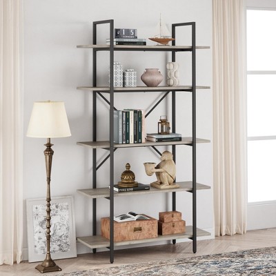 GustoWave  5 Tier Bookshelf, 67.9” Book Shelves for Living Room, Large Bookcase with 5 Open Bookshelves, Display Shelves for Home Office,Grey