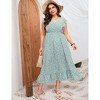 Clearlove Women's Summer Plus Size Dress Ruffle Cap Sleeveless V Neck Side Split Long Beach Maxi Dress - 2 of 4