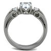 Slickblue Women's Three Stone Ring, Clear Cubic Zirconia, Polished Stainless Steel with No Plating, size 5-10 - 3 of 4
