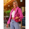 INSPIRE CHIC Women's Cropped Lapel Long Sleeve Fluffy Faux Fur Jackets - 2 of 4