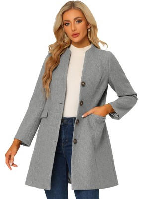 INSPIRE CHIC Women's Elegant Winter V Neck Single Breasted Long Overcoat