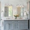 DORESshop Modern LED Vanity Light 3-Light Chrome Bathroom Wall Sconce with Square Crystal Shades for Bathroom Bedroom and Mirror Lighting - 4 of 4