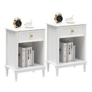 Night Stands  Wood End Table with Storage Drawer and Shelf - 1 of 4