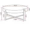 Round Coffee Table Modern Circle Coffee Table With Fir Wood Table Top Cross Legs Base - 2 of 4