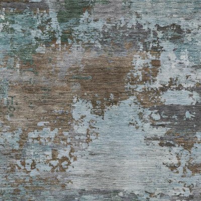 HomeRoots 10' X 14' Brown And Blue Abstract Washable Indoor Outdoor Area Rug