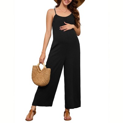 Clearlove Womens Maternity Jumpsuits Casual Sleeveless Strap Loose Adjustable Wide Leg Overalls Romper