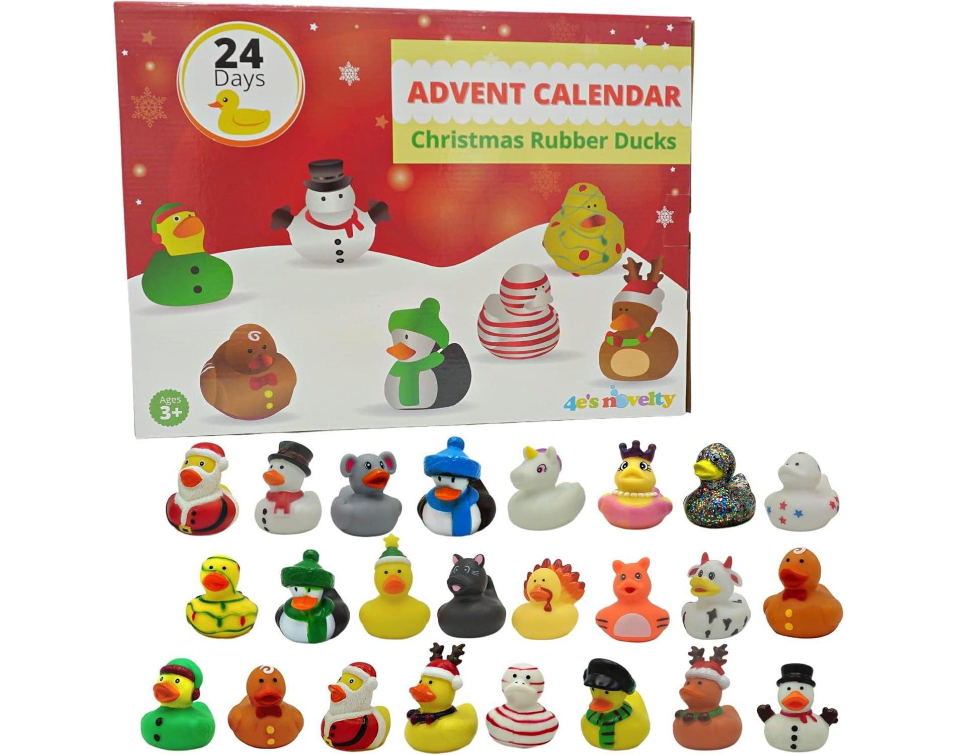 4E's Novelty Christmas Advent Calendar 2025 with 24 Christmas Rubber Ducks, Perfect Rubber Duck Advent Calendar for Kids with Unique Duck Gifts