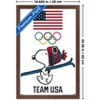 Trends International Team USA x Peanuts – Snoopy Winter Ski Jump Framed Wall Poster Prints Mahogany Framed Version 14.725" x 22.375" - 3 of 4