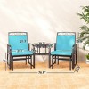 Aghana Digitals Blue 2-Seat Outdoor Glider Chair with Coffee Table, Breathable Mesh, Steel Frame - 2 of 4