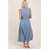 PinkBlush Blue Button-Down Polka Dot Shirred Bow Maternity Midi Dress - 4 of 4
