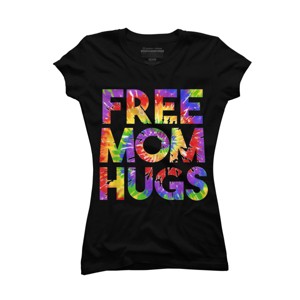 Adult Design By Humans Tie Dye Rainbow Pride Free Mom Hugs By Avocato T-Shirt - 1 of 2