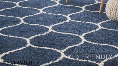 Hudson Dark Grey and Ivory Square Shag Area Rug