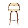 FurniFact,Swivel Counter Bar Stool with Walnut Wood Finish and Cream Faux Leather - 2 of 4