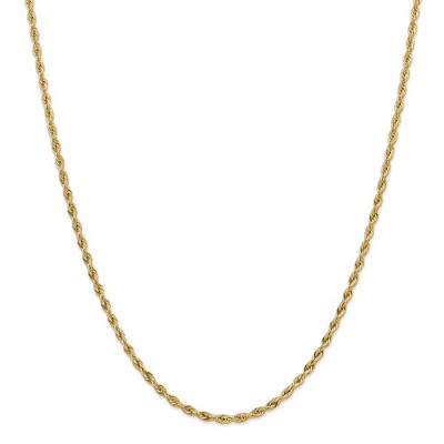 Black Bow Jewelry 3mm 10k Yellow Gold Hollow Rope Chain Necklace