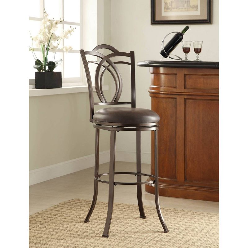 Colton Faux Leather Padded Seat Barstool Brown - Linon, 6 of 10