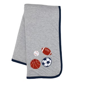 Lambs & Ivy Hall of Fame Sports Jersey/Faux Shearling Cozy Baby Blanket - 1 of 4