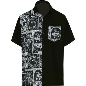 LA LEELA Men's Short Sleeve Button Down Solid Camp Vacation Shirts Business Beach Collared Shirt for Men Work Shirts with Pocket - 1 of 4