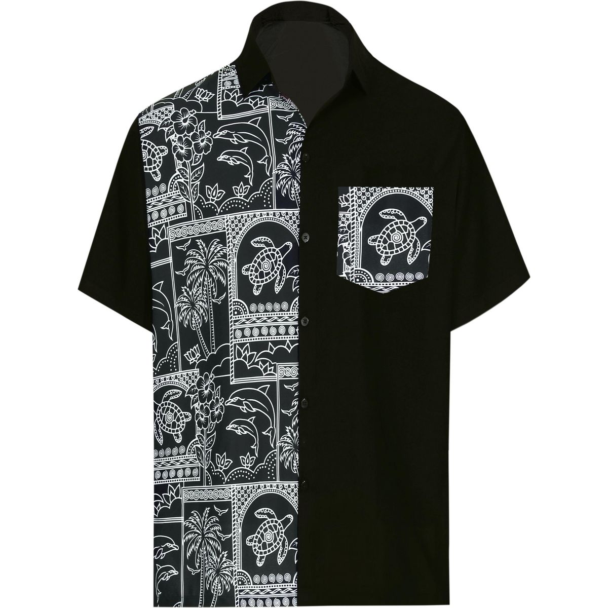 LA LEELA Men's Hawaiian Shirts Short Sleeve Button Down Shirt Mens Casual Shirts Holiday Tropical Beach Party Shirts for Men Funny XXL Solid, Black