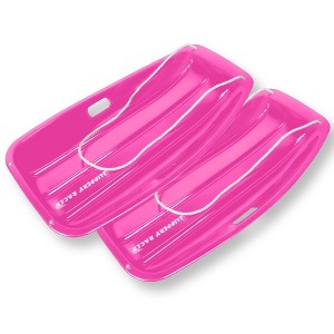 Slippery Racer Downhill Sprinter Flexible Kids Toddler Plastic Cold-Resistant Toboggan Snow Sled with Pull Rope and Handles -35 Inch- (2 Pack) - 1 of 4