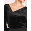 Hobemty Women's Slim Fitted Asymmetrical Neck Casual Long Sleeve Velvet Blouse - 4 of 4
